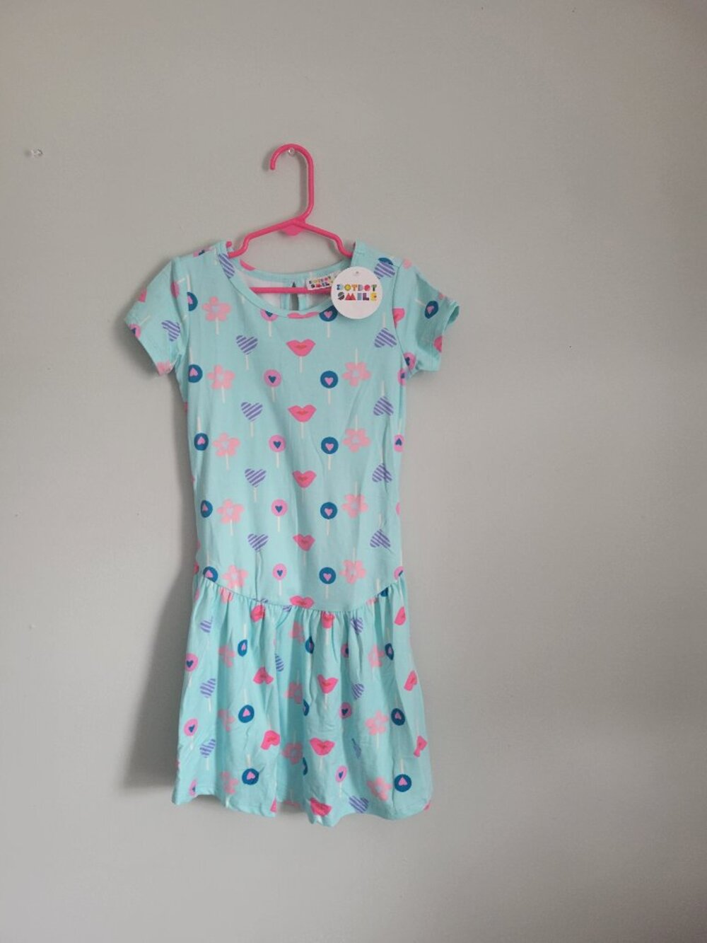 Dot Dot Smile Dress Girl's 5/6 Youth Blue Hearts & Flowers Twirl Flapper NWT